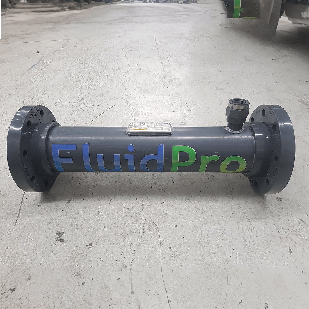 FluidPro Inline Static Mixers are suitable for mixing within pipelines. PVC static mixer with injection port depicted.