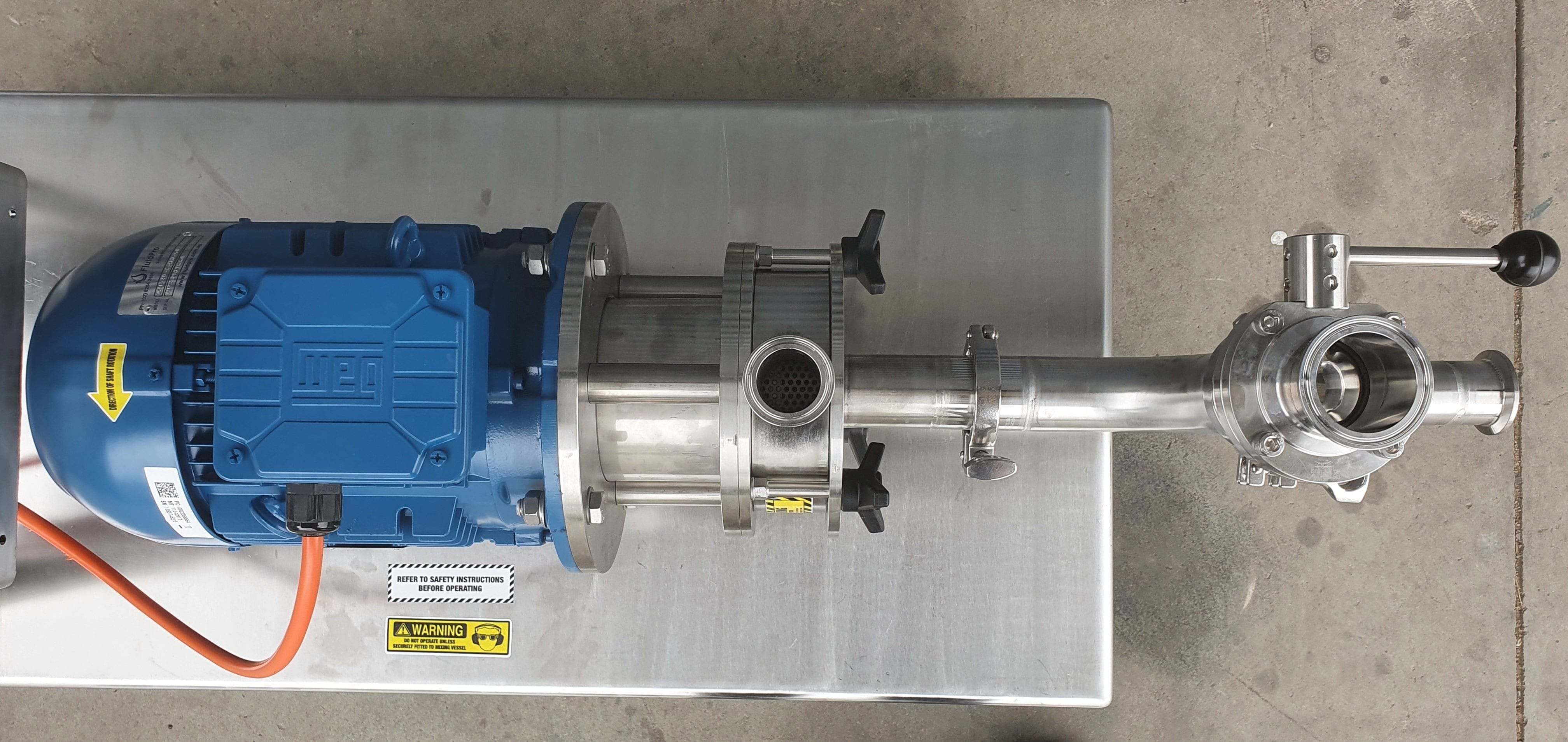 Top view of an emulsifying mixer for inline applications.